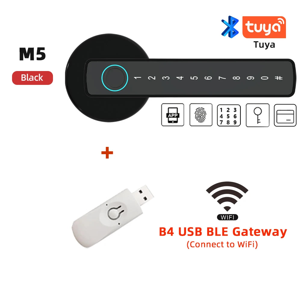 RAYKUBE M5 Tuya BLE Smart Fingerprint Door Lock Digital Electronic Lock with Password/Key/IC Card/ Smartlife/ Tuya APP Unlock