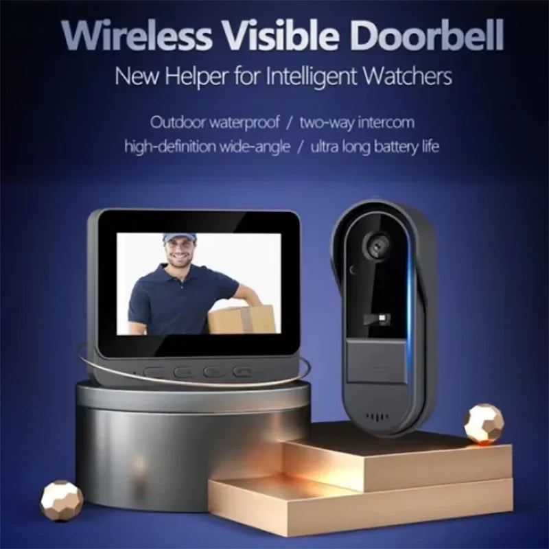 Wireless Intercom Doorbell Night Vision HD 4.3in LPS Screen Video Doorbell Camera Smart Home Security Visual Doorbell
