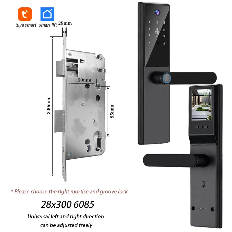 Tuya WiFi Digital Electronic Smart Door Lock with Camera Photo Capture for Residential and Apartment Entrance doors