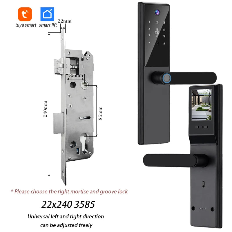 Tuya WiFi Digital Electronic Smart Door Lock with Camera Photo Capture for Residential and Apartment Entrance doors