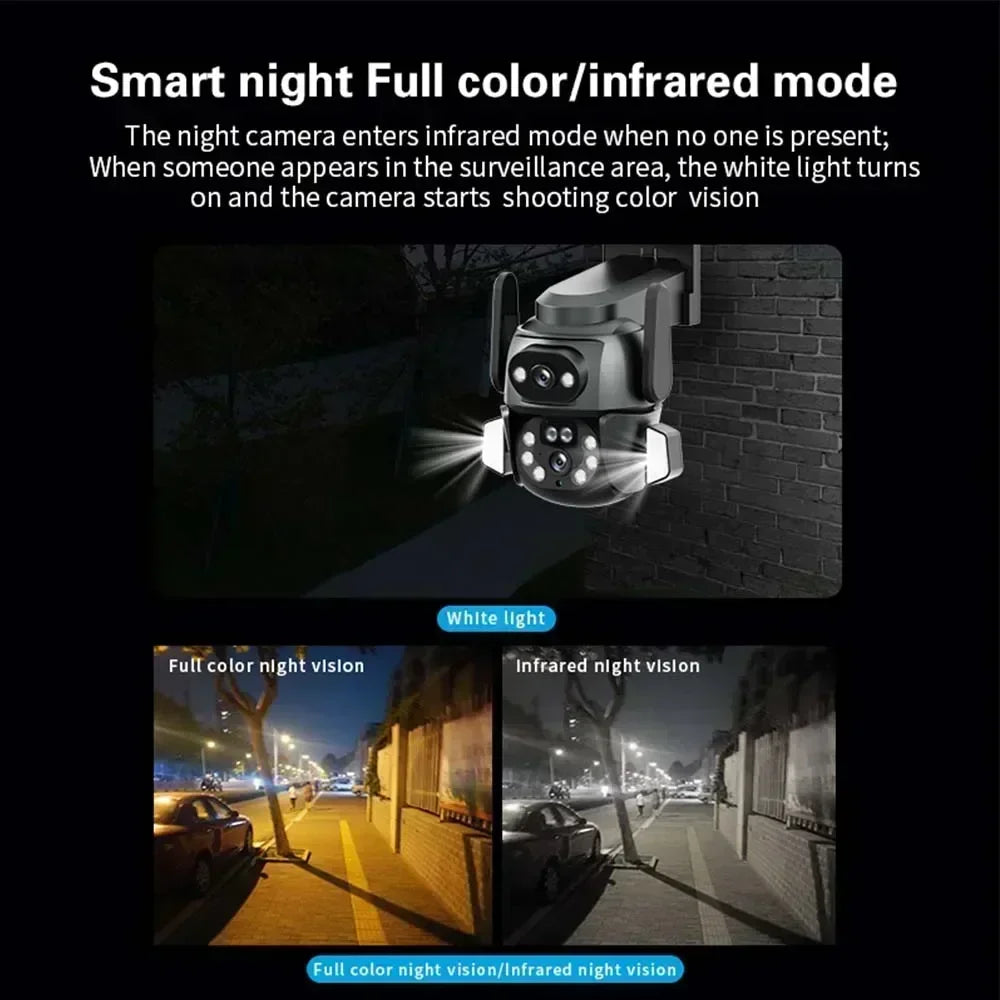 4K 8MP WIFI Camera TUYA APP Dual Screen Cam Binocular AI Body Automatic Tracking CCTV Alexa Security Intelligent IP66 Monitoring