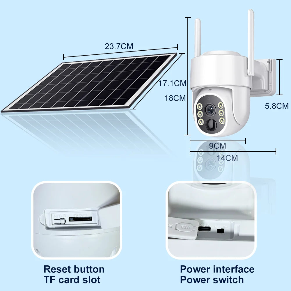 Tuya Solar WiFi Security Camera Outdoor Wireless 8MP Low Power Battery PTZ Camera PIR Motion Detection CCTV Video Surveieillance