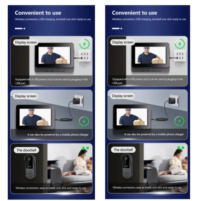 Wireless Intercom Doorbell Night Vision HD 4.3in LPS Screen Video Doorbell Camera Smart Home Security Visual Doorbell