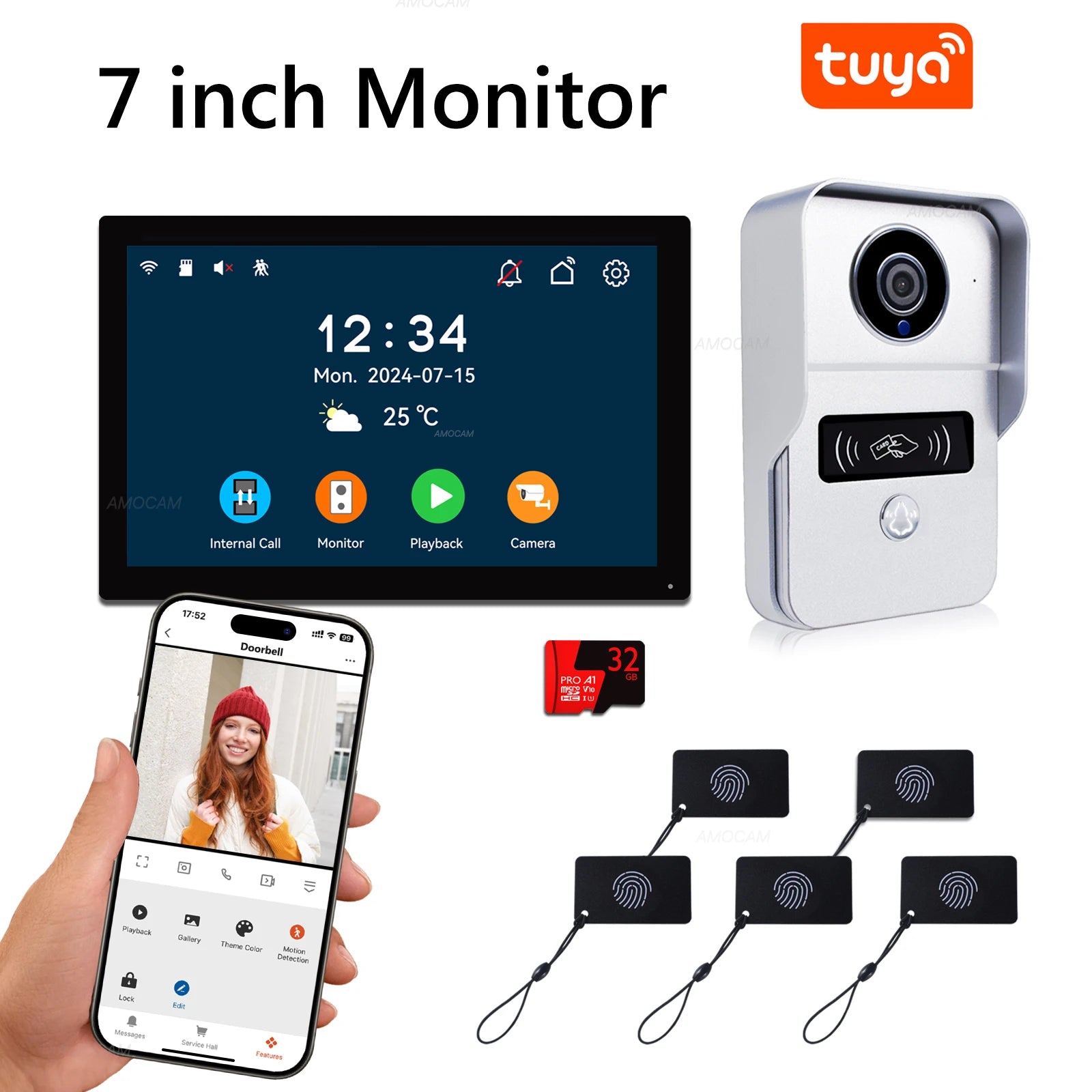 2 Wire Digital Video Intercom System, 7 / 10.1 Inch Wireless WIFI Monitor 1080P Doorphone Camera Video Doorbell Card Tuya Unlock