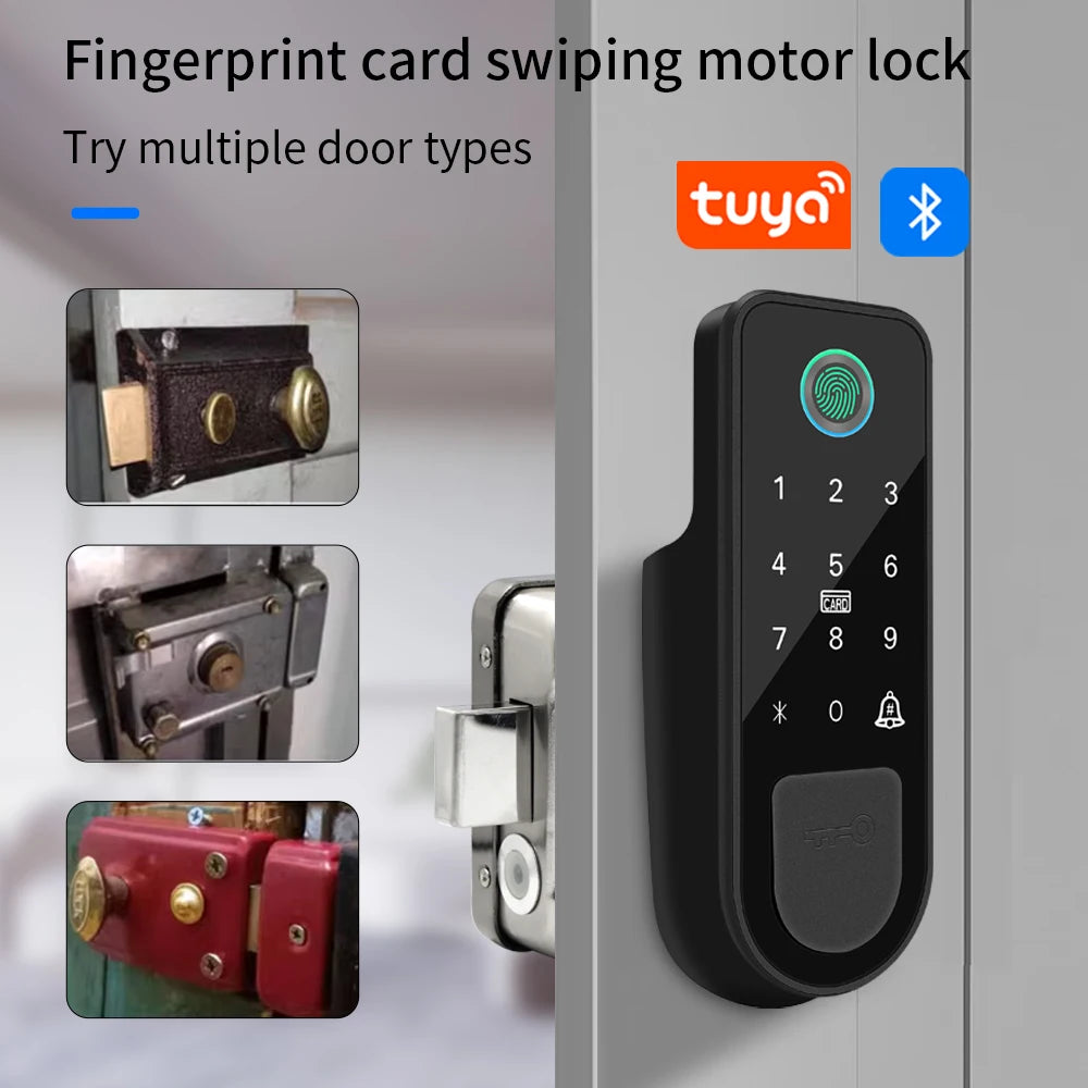 Bluetooth Tuya App Fingerprint Smart Door Lock Gate Password RFID Card Rim Bolt Lock Electronic Door Lock