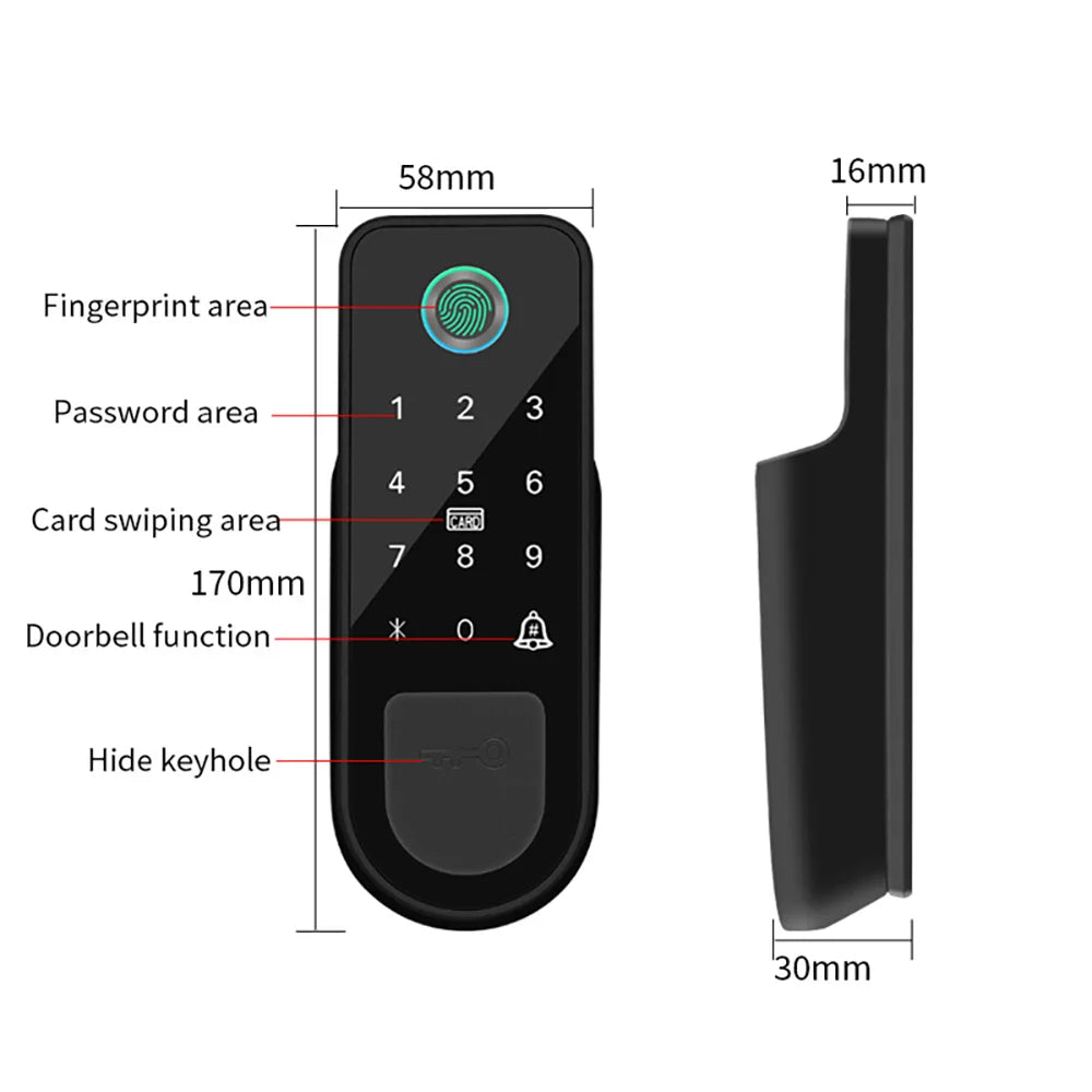 Bluetooth Tuya App Fingerprint Smart Door Lock Gate Password RFID Card Rim Bolt Lock Electronic Door Lock