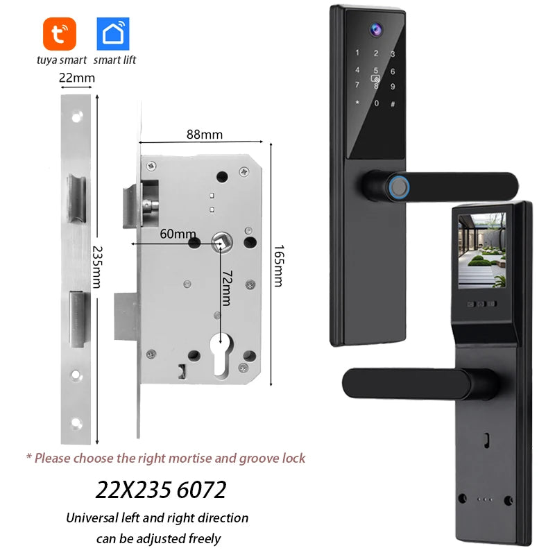 Tuya WiFi Digital Electronic Smart Door Lock with Camera Photo Capture for Residential and Apartment Entrance doors